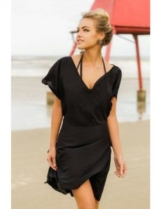 Saída de praia kaftan preto da Sexy Vinte e Oito