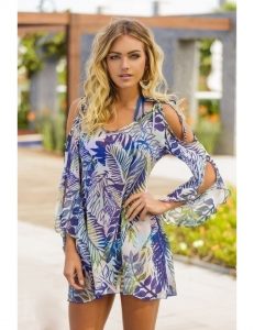 Saída de praia estampada azul Sexy Vinte e Oito